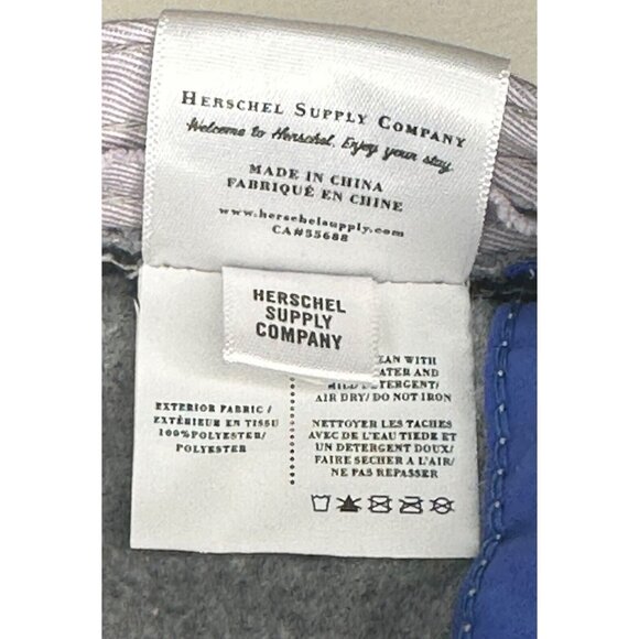 Herschel Supply Co Hat Cap Gray Polyester Fleece 5 Panel Adjustable Clipback - Picture 7 of 8